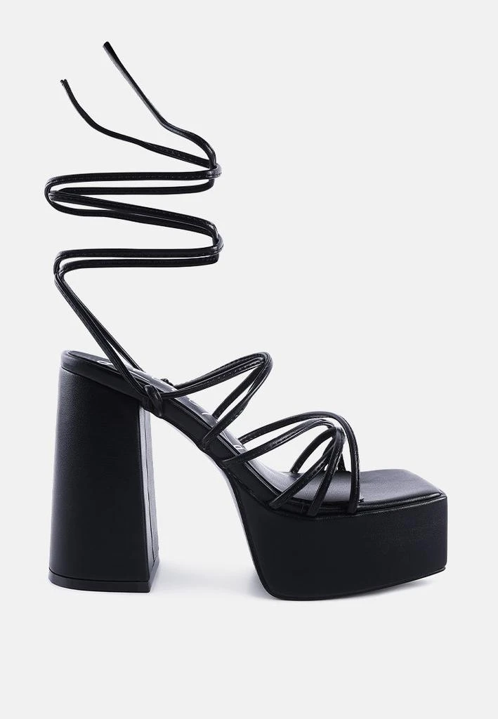 London Rag anvil metallic block heeled lace up sandals 1