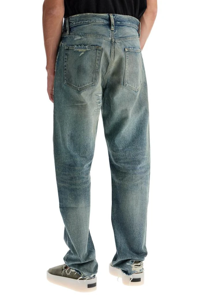 Fear of god distressed straight cut jeans with a 3