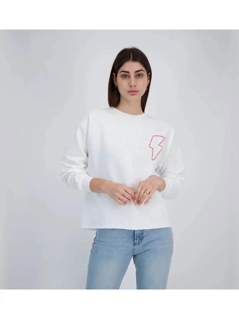 UNEMPLOYED DENIM Red Bolt Sweatshirt In White 3