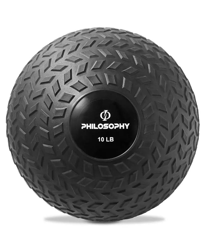 Philosophy Gym Slam Ball, 10 LB - Weighted Fitness Medicine Ball with Easy Grip Tread