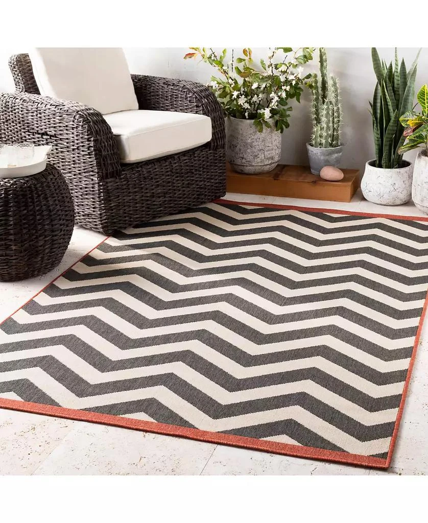 Surya CLOSEOUT! Alfresco ALF-9646 Black 7'3" Round Area Rug, Indoor/Outdoor 3