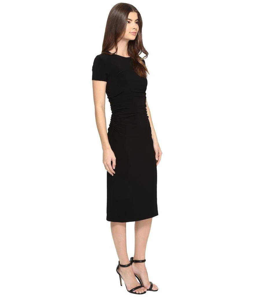 Norma Kamali Short Sleeve Crew Neck Shirred Waist Dress 4
