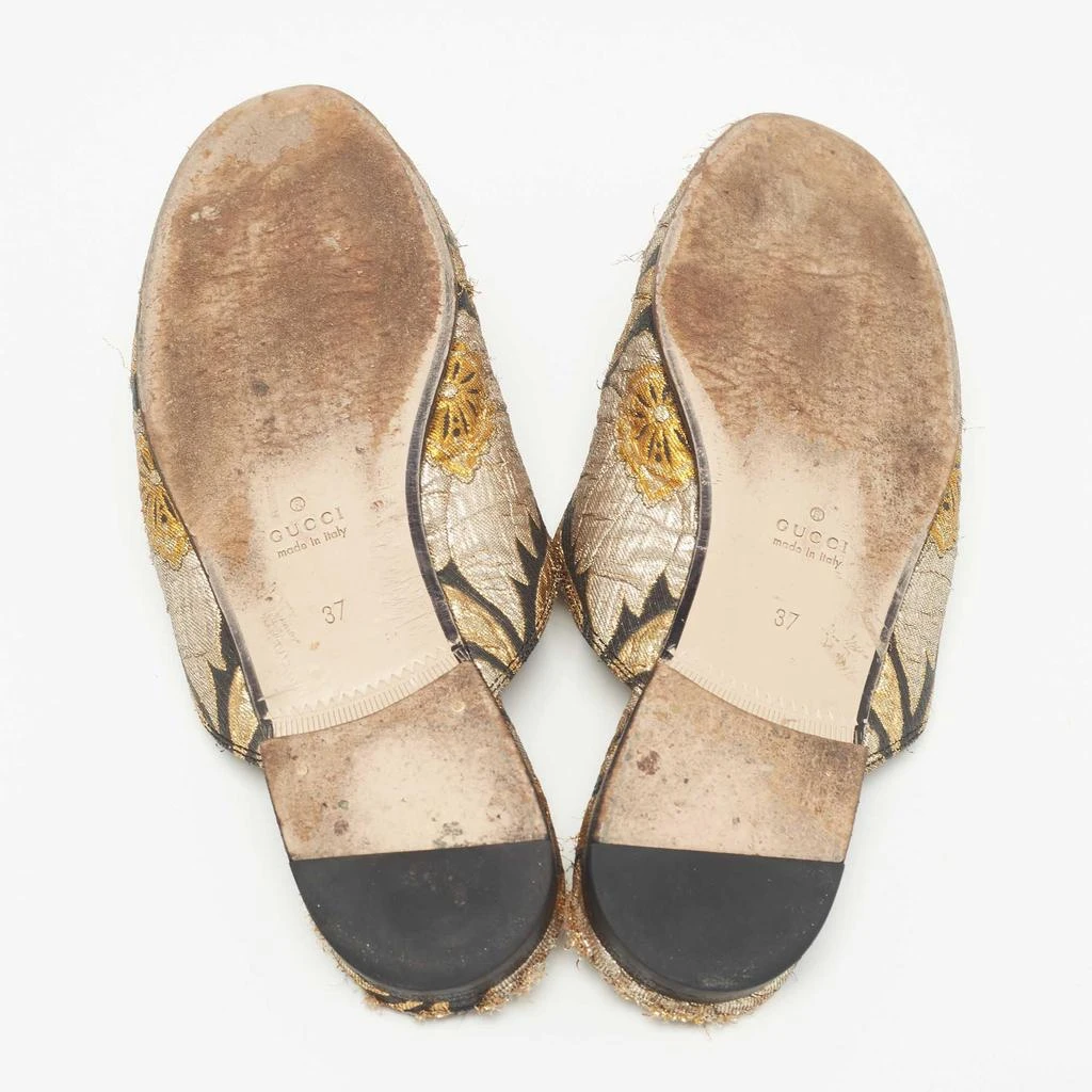 Gucci Gucci Black/Gold Brocade Fabric Princetown Flat Mules Size 37 6