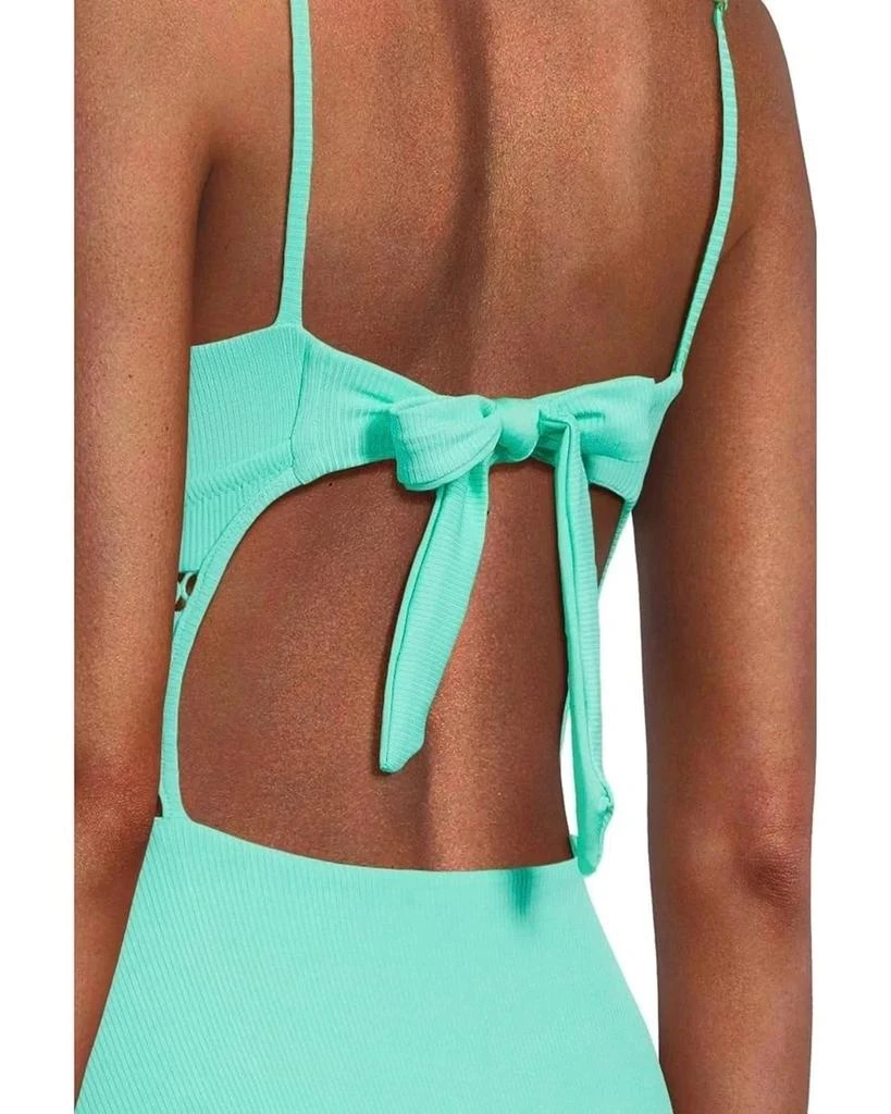 Becca Modern Edge Swimsuit Womens  Aqua Sea Stretch Plunge One Piece RED271 5