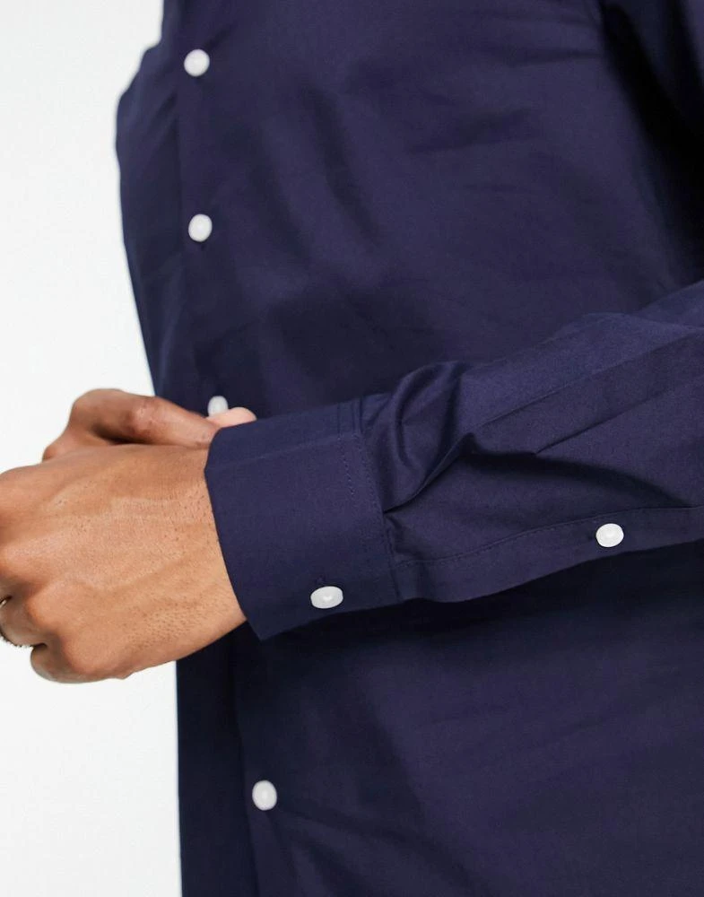 ASOS ASOS DESIGN stretch slim fit work shirt in navy 2