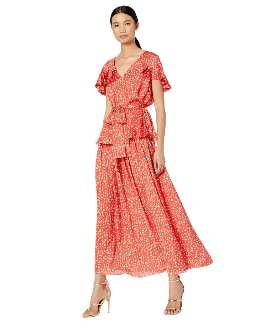 Monique Lhuillier Printed Top with Ruffled Sleeves 5