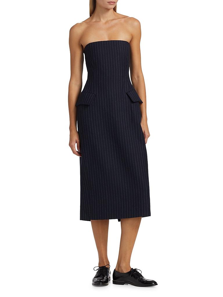 Pinstriped Tailored Bustier Dress – On Sale Now with Up to 70% Off