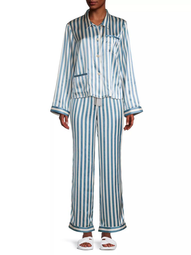 MORGAN LANE Ruthie Striped Silk Pajama Top