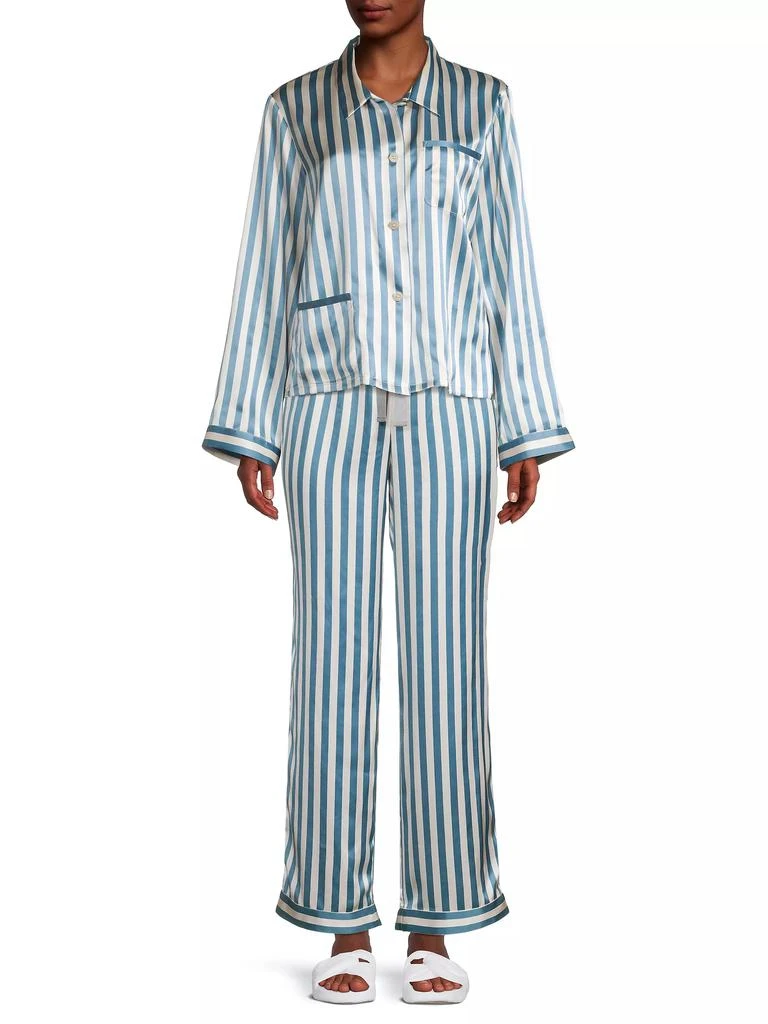 MORGAN LANE Ruthie Striped Silk Pajama Top 2