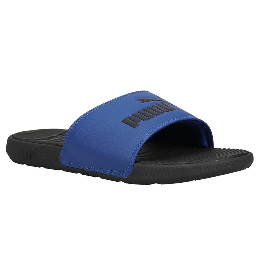 PUMA COOL CAT V SLIDES SANDALS DARK DENIM BLUE WHITE LOGO MENS SIZE 12 \