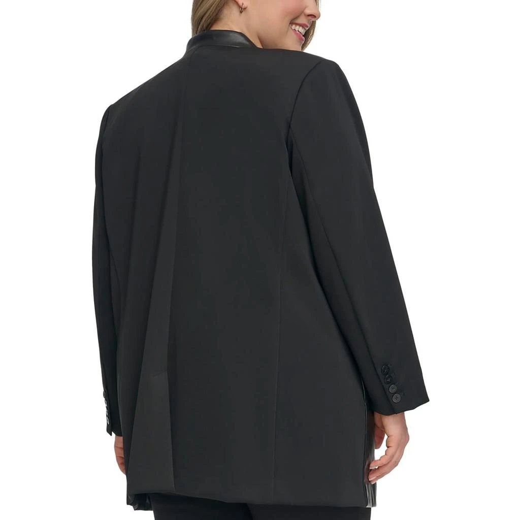 Calvin Klein Plus Womens Faux Leather Trim Evening Wear Open Front 2