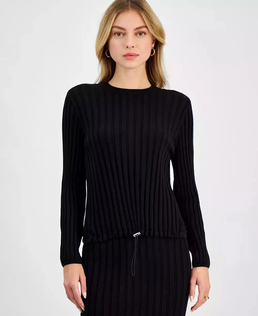 Bar III Women's Ribbed Drawstring Sweater, Exclusively at Macy's 1