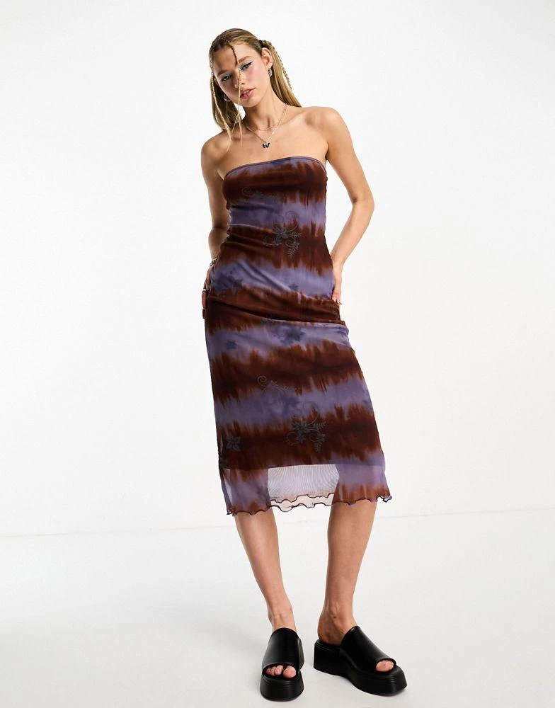 Tammy Girl Tammy Girl midi strapless tube dress in retro tiedye 1