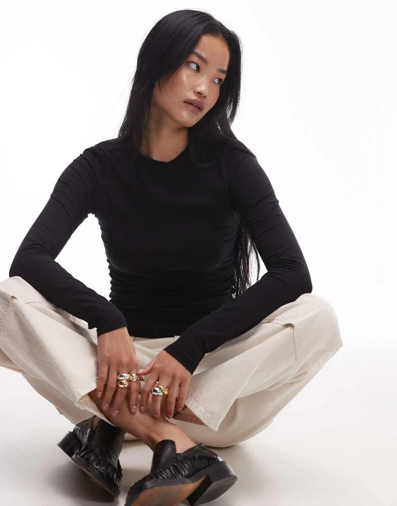 ARKET ARKET supersoft slim fit long sleeve top in black 1