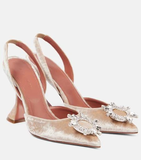 Amina Muaddi Begum 95 embellished velvet slingback pumps 1