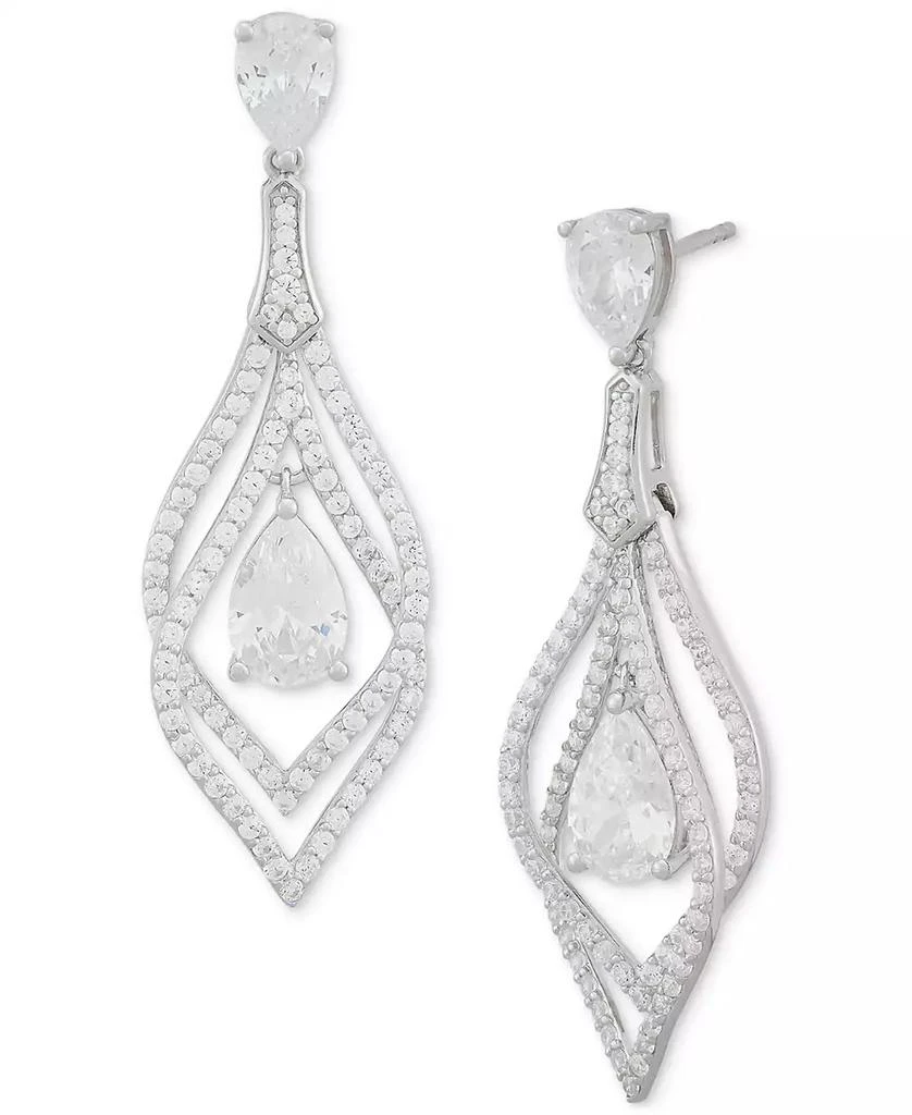 Arabella Cubic Zirconia Pear Orbital Drop Earrings in Sterling Silver 1