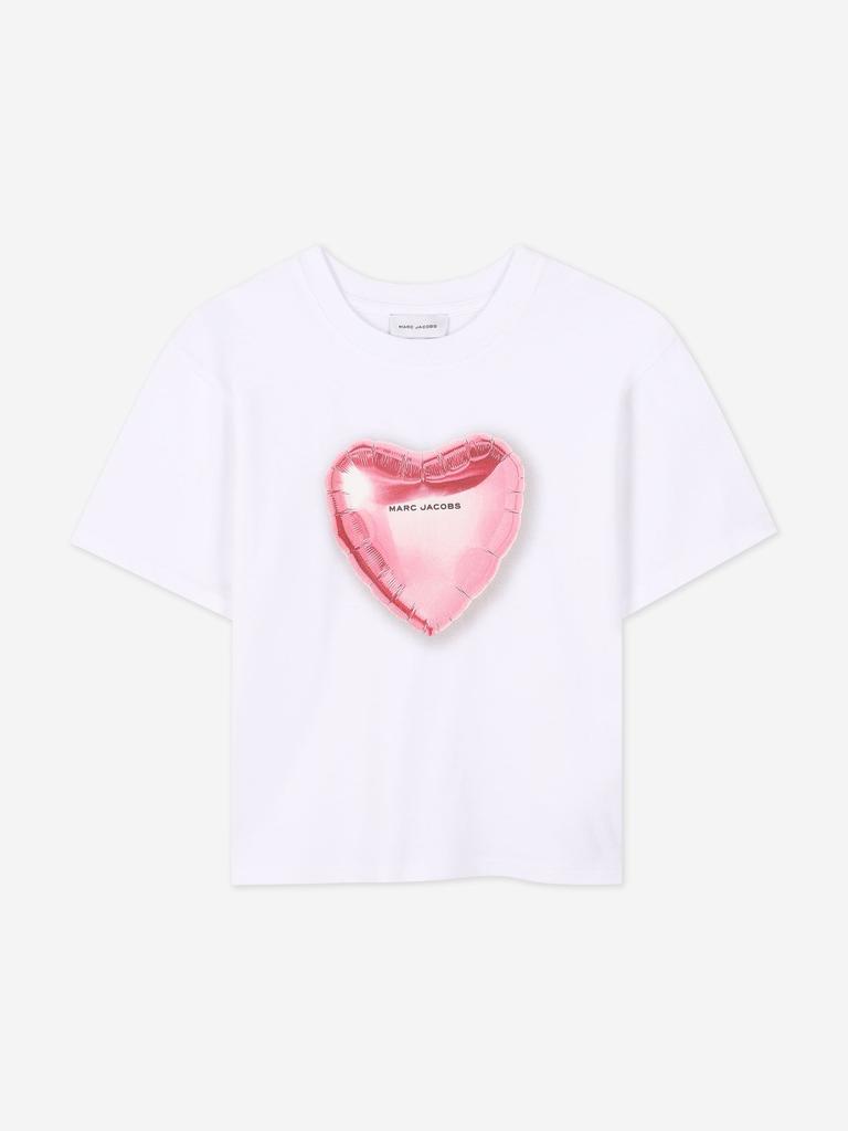 Marc Jacobs Girls Charm Heart Print T-Shirt in White