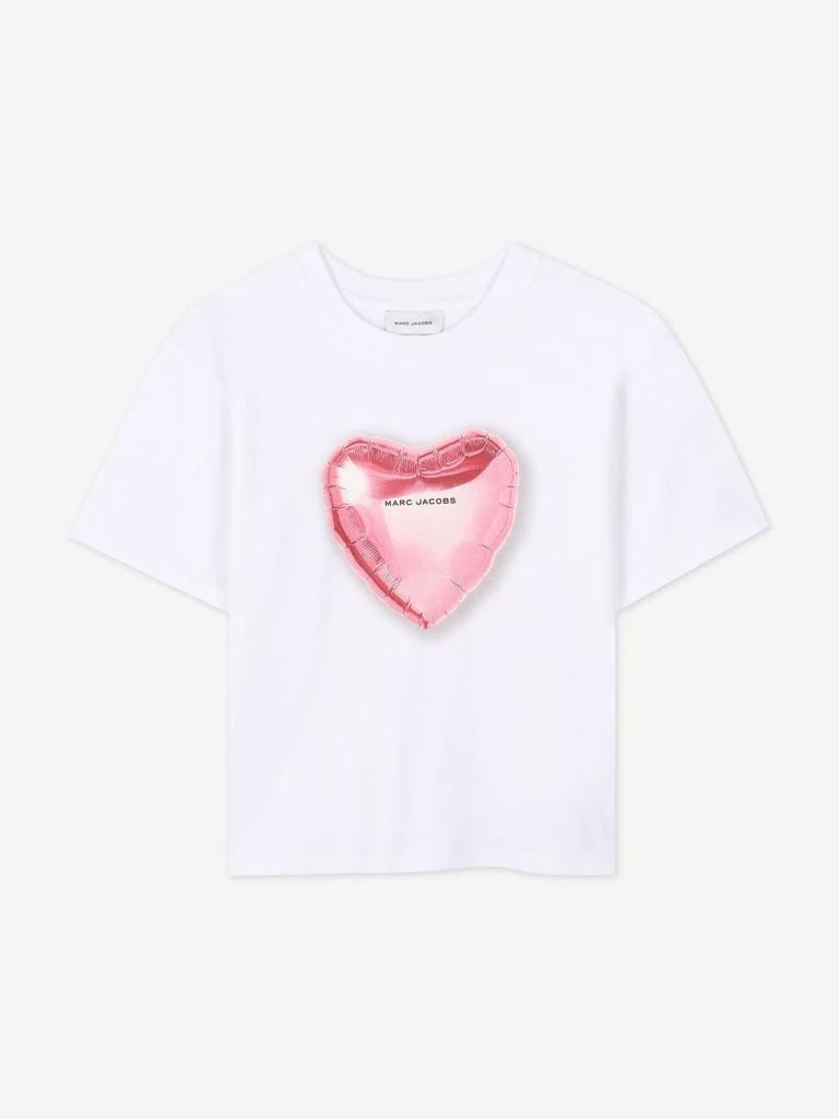 MARC JACOBS Girls Charm Heart Print T-Shirt in White 1