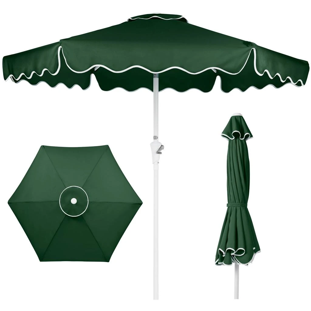 Best Choice Products 7.5ft Patio Market Umbrella with Wavy Trim, Fade-Resistant, Crank 
Tilt, Wind Vent - Green