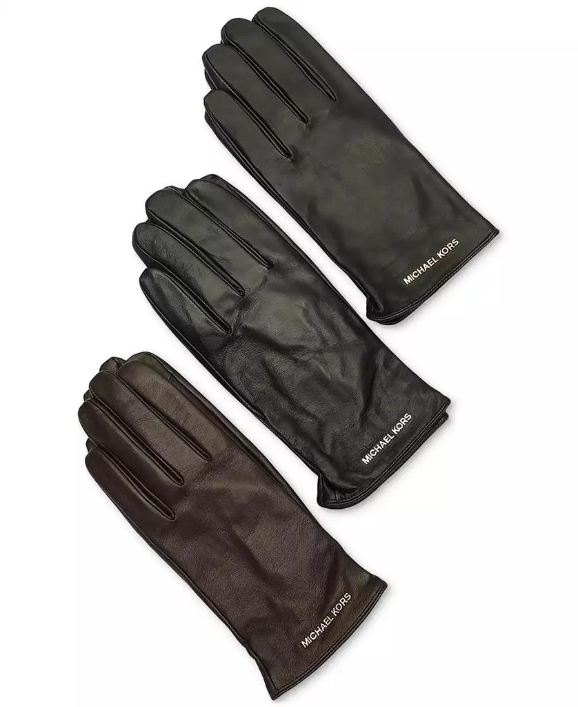 Michael Kors MICHAEL Women's Logo Detail Leather Tech Gloves 5