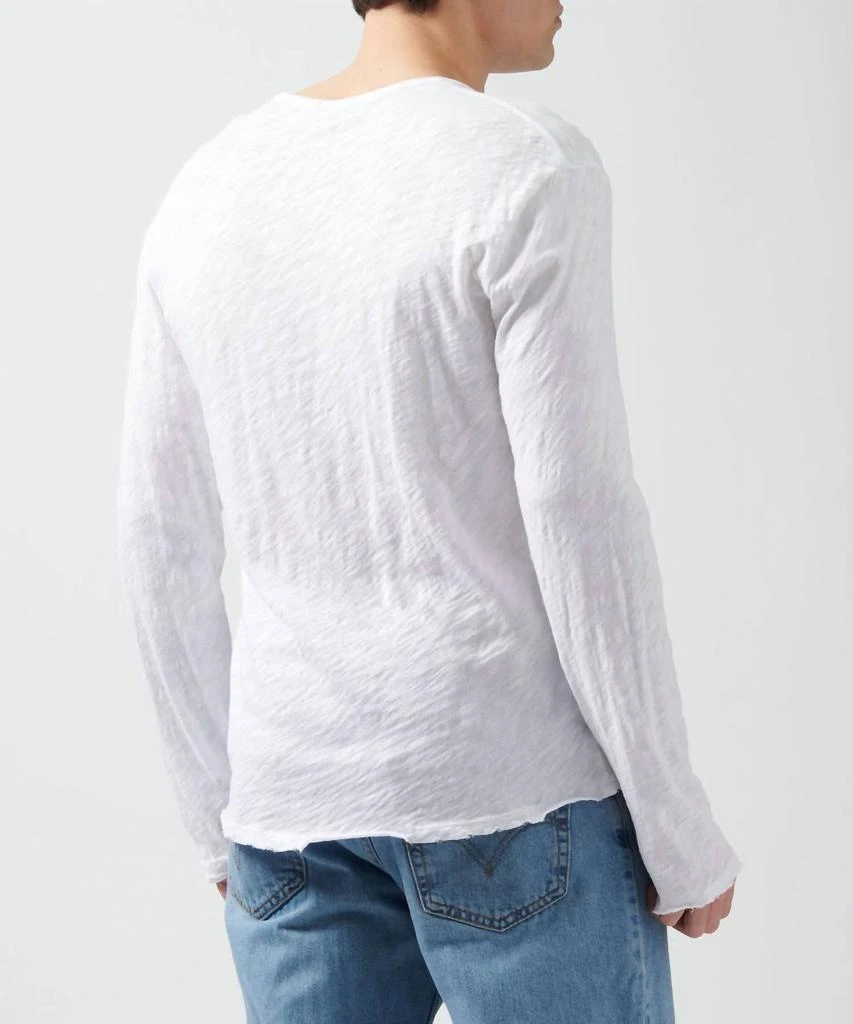 ATM Slub Jersey Destroyed Wash Henley Top In White 2