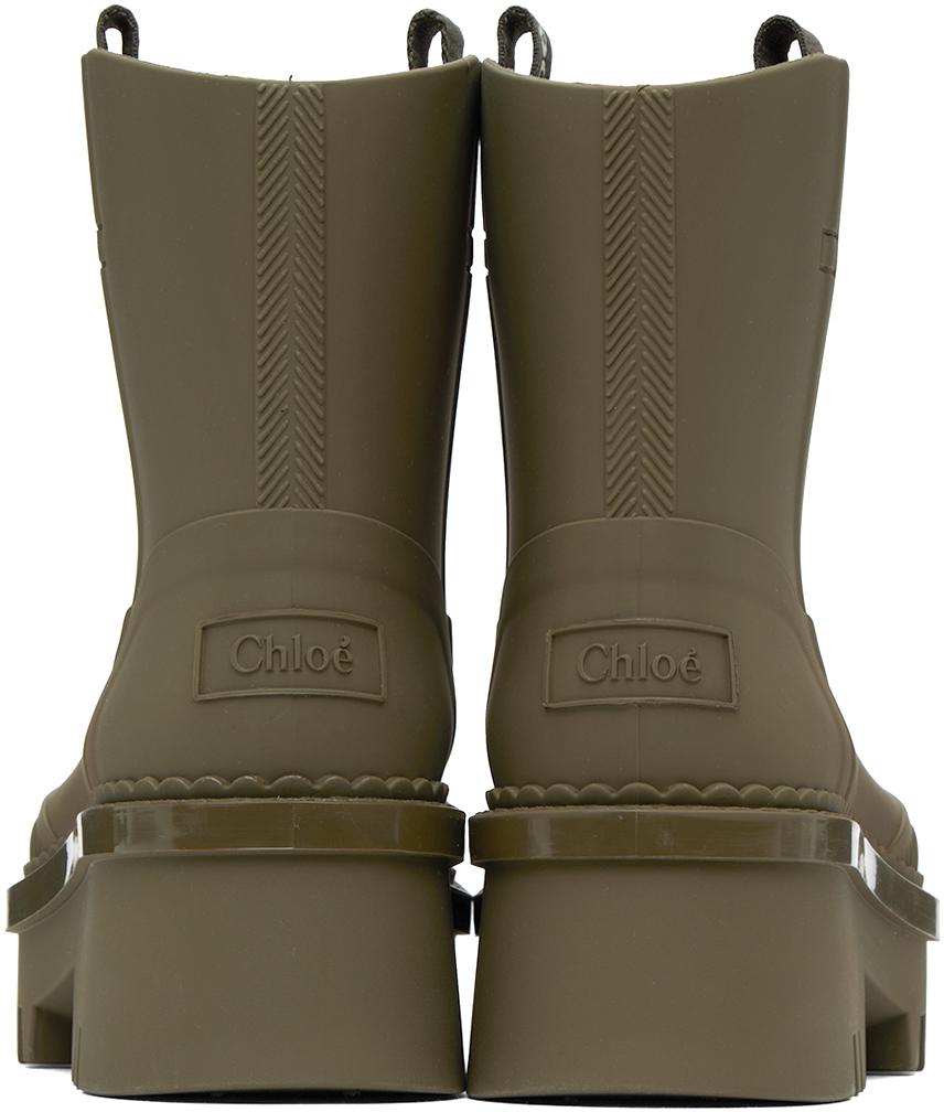 Chloé Khaki Raina Rain Boots