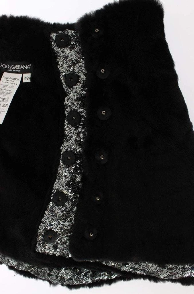 Dolce & Gabbana Dolce & Gabbana  Silver Sequined Floral Weasel Fur Shoulder Scarf Wrap 4