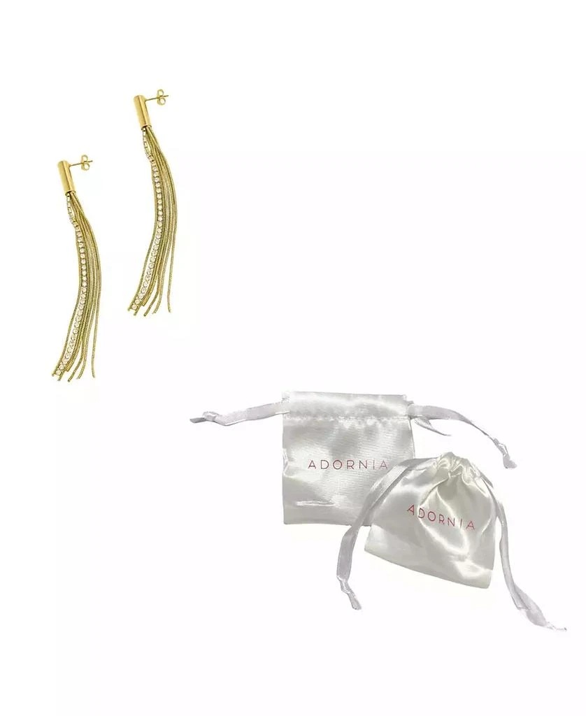 ADORNIA 14K Gold-Tone Plated Fringe Chain and Crystal Tassel Earrings 2