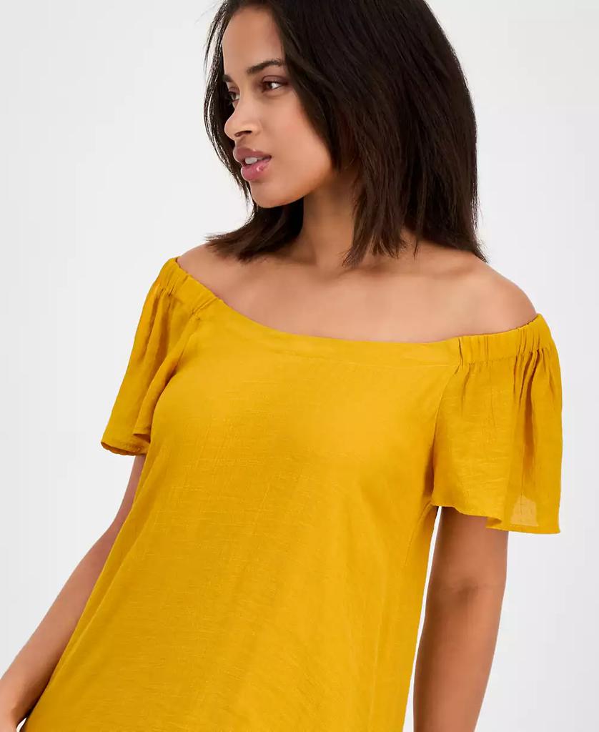 Robbie Bee Women's On-Off Shoulder Flutter-Sleeve Mini Dress