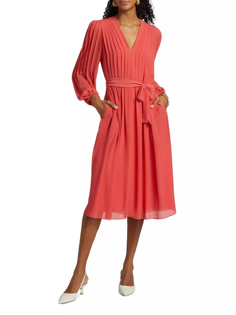 Kobi Halperin Tatum Tie-Waist Pleated Midi-Dress 2