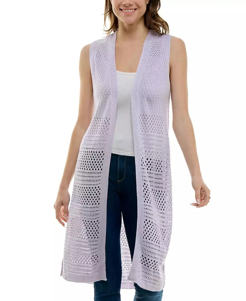 Ultra Flirt Juniors' Open-Knit Pointelle Duster Sweater Vest 1