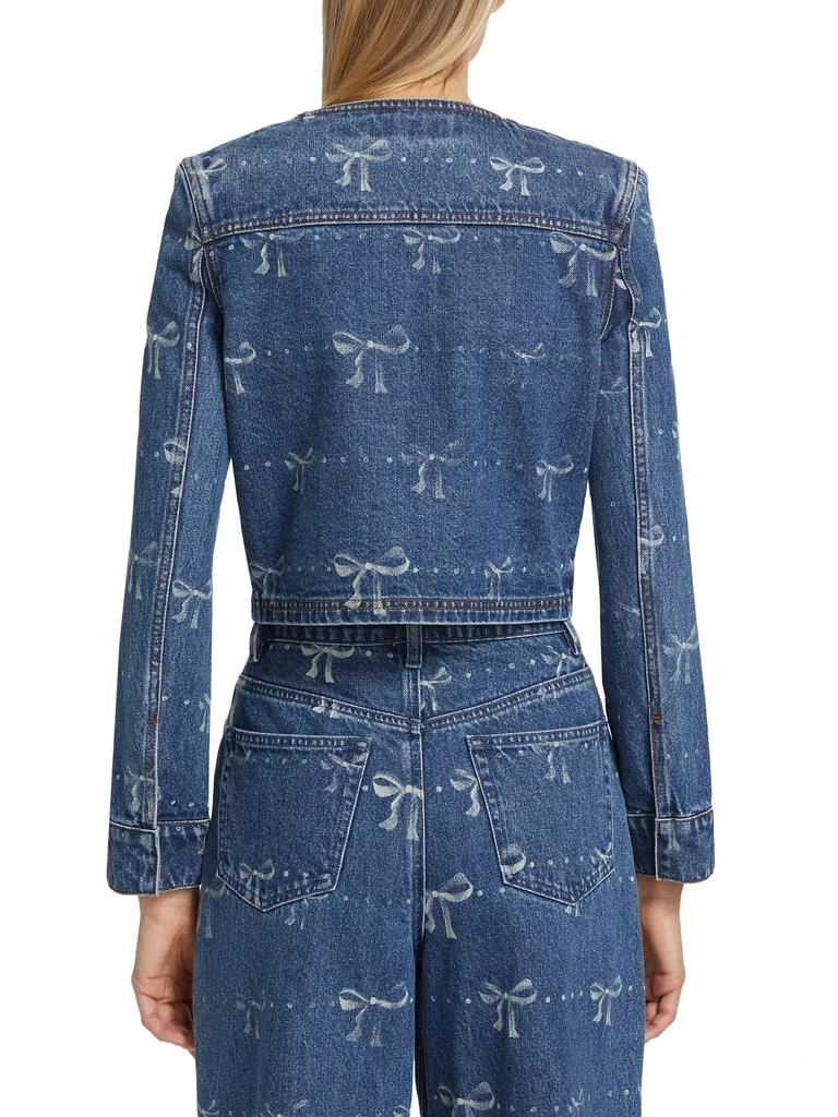 Self Portrait Bow Print Denim Jacket 5