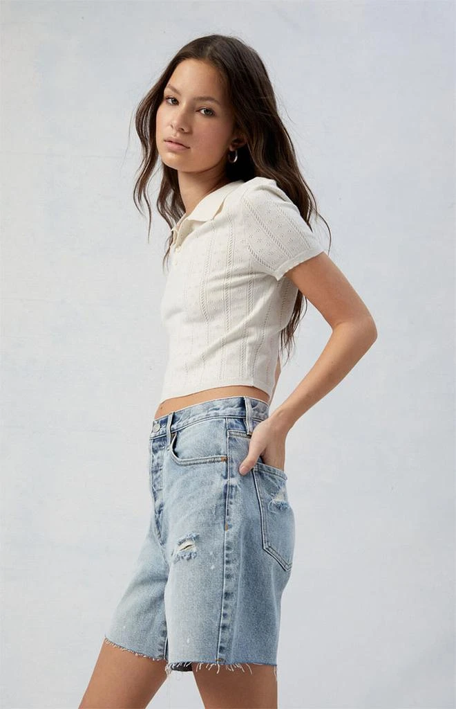 PacSun Light Indigo Ripped Denim Dad Jorts 2
