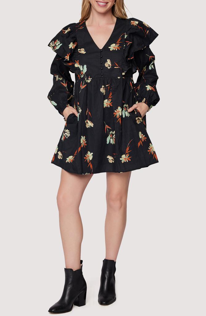 Lost and Wander Field of Dreams Ruffle Long Sleeve Minidress