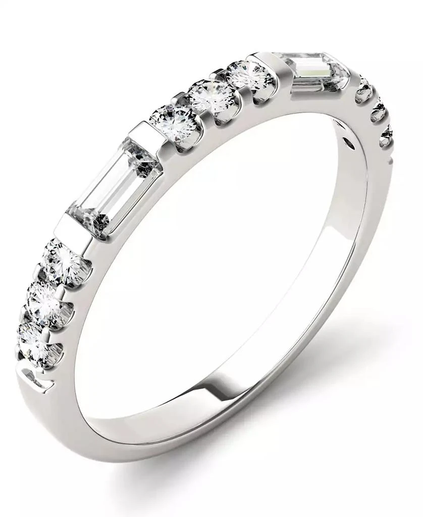 Charles & Colvard Moissanite Round and Baguette Stackable Ring (1/2 ct. tw. Diamond Equivalent) in 14k White Gold 1