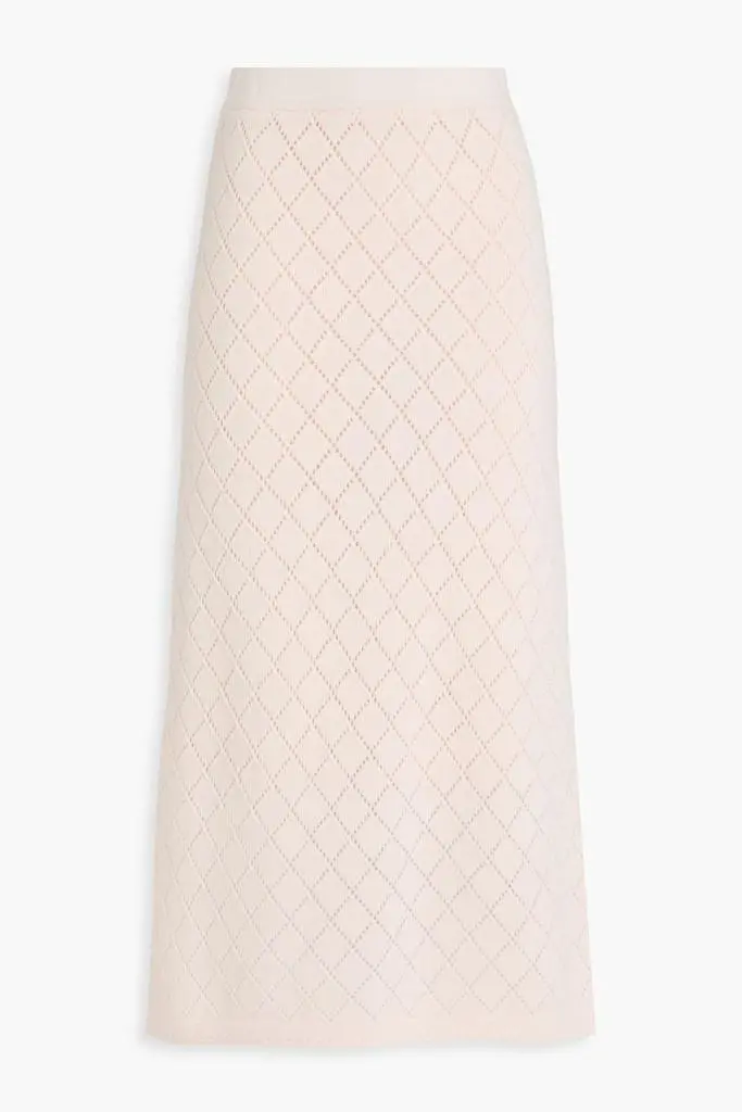Zimmermann Pointelle-knit wool midi skirt