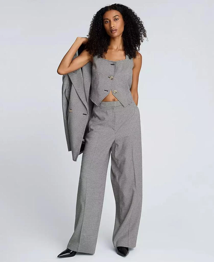 Kenneth Cole Women's Houndstooth Cropped Fitted Bodice Vest 4