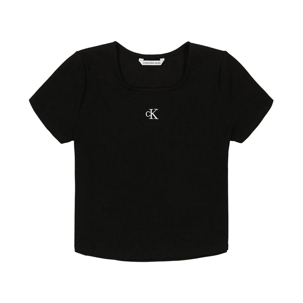 Calvin Klein Big Girls Short Sleeves Square Neck Ribbed T-shirt 1