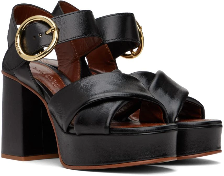 See by Chloé Black Lyna Platform Heeled Sandals 4