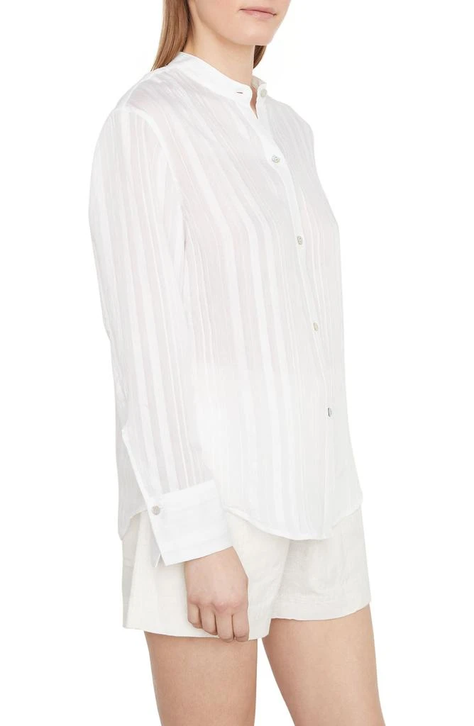 Vince Drapey Stripe Band Collar Button-Up Shirt 3