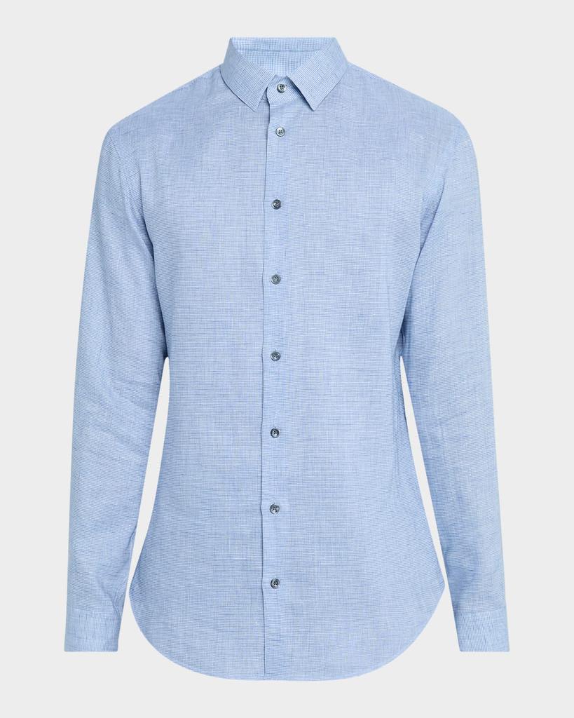 Giorgio Armani Layered Navy Blue Shirt With Band Collar And