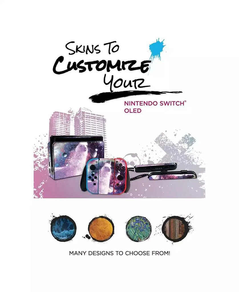 Nintendo Switch White OLED Console with Mario Party Superstars, NSO 12 Month Family Membership, MightySkins Console and Controller Skin Voucher, and 2 7