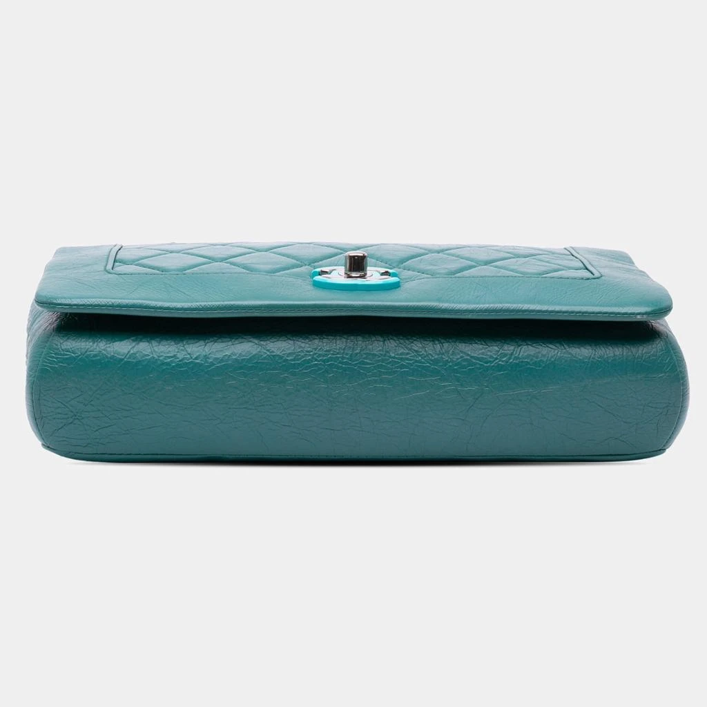 Chanel Chanel Turquoise Crumpled Calfskin Medium Full Flap Bag 5