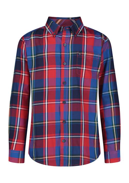 Tommy Hilfiger Hilfiger Boys 8 20 Saturated Plaid Printed Shirt