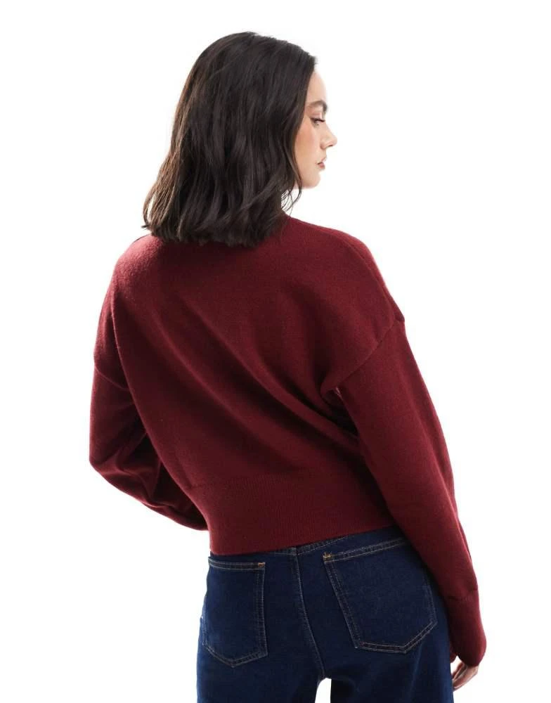 Daisy Street Daisy Street fitted waist cardigan in burgundy 3