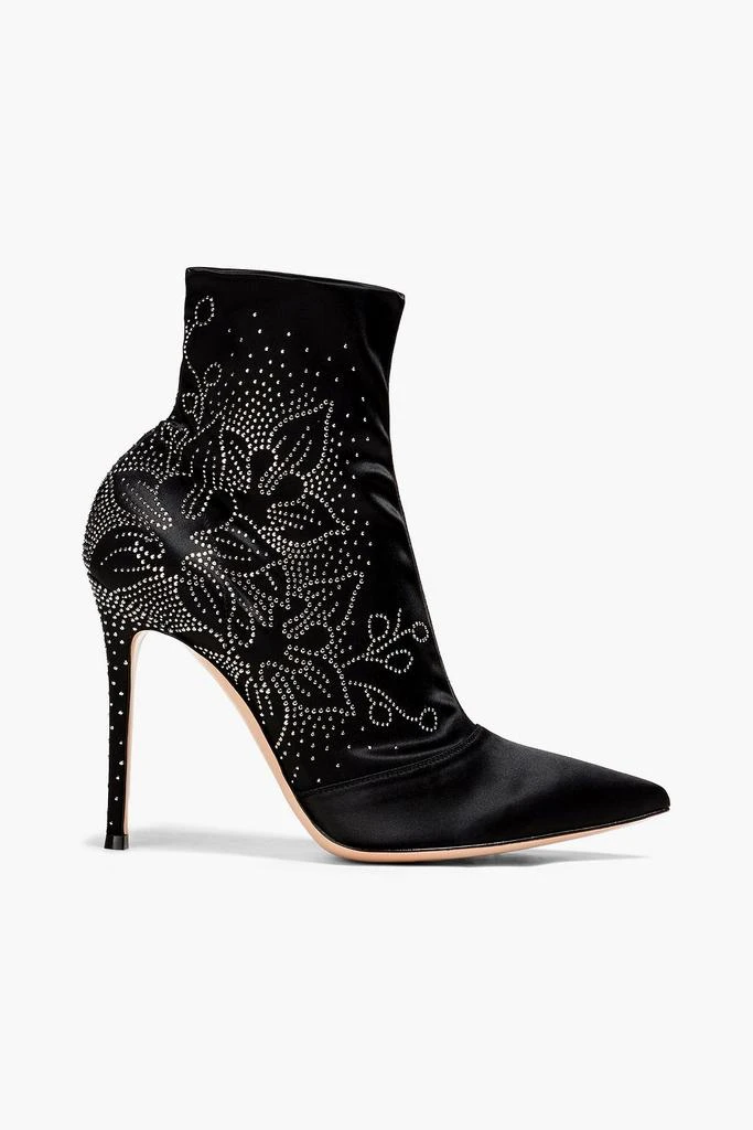 Gianvito Rossi Embellished stretch-satin sock boots 1