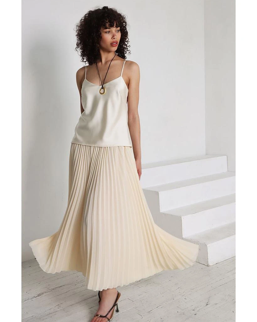 strapless open back dress IVORY CONTRAST PLEATED DRESS