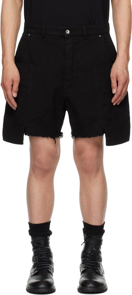 Rick Owens Black Hollywood Stefan Cargo Shorts