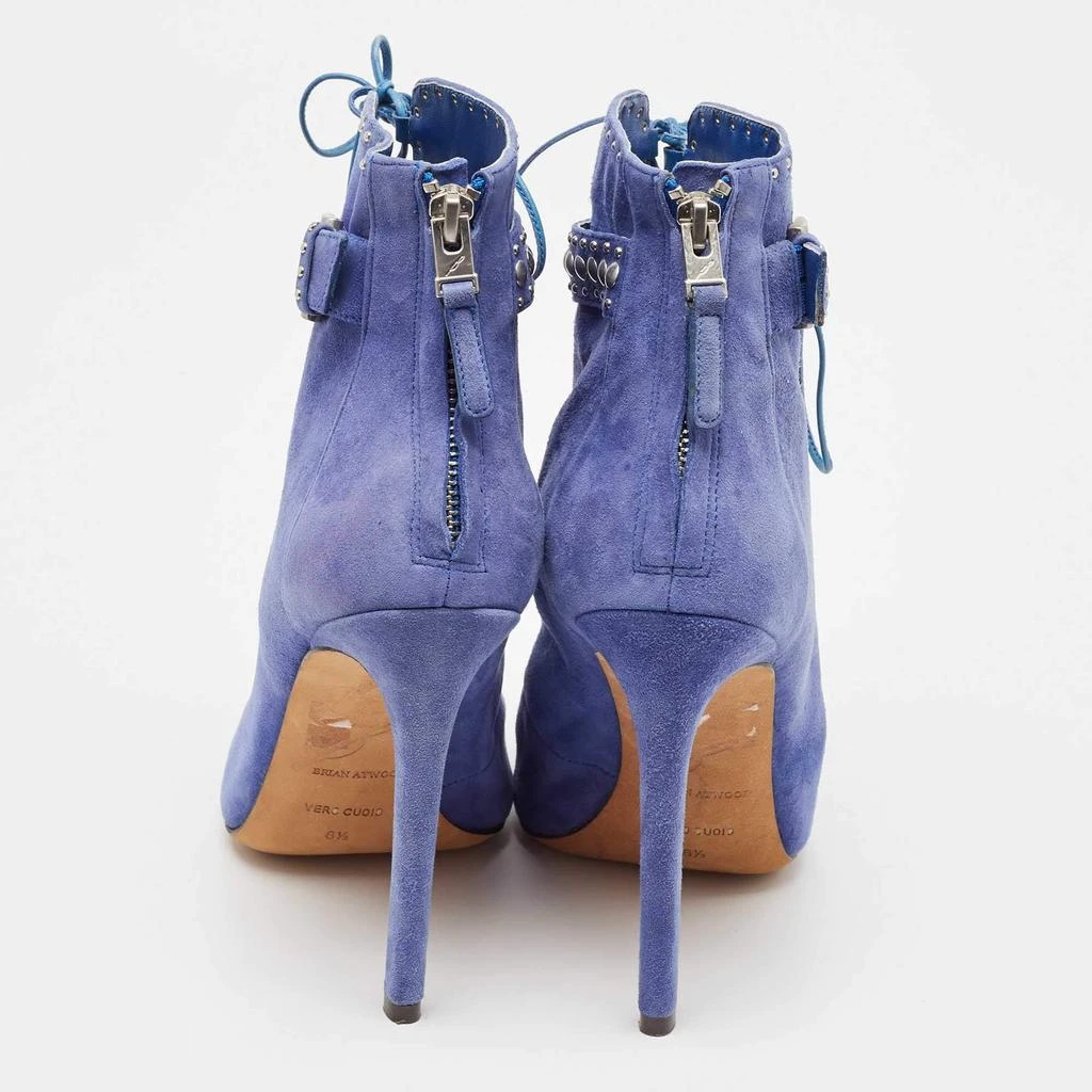 Brian Atwood Brian Atwood Blue Suede Embellished Ankle Length Boots Size 38 5
