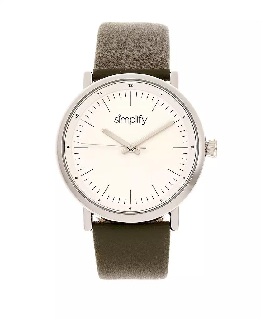 Simplify Quartz The 6200 White Dial, Genuine Olive Leather Watch 39mm